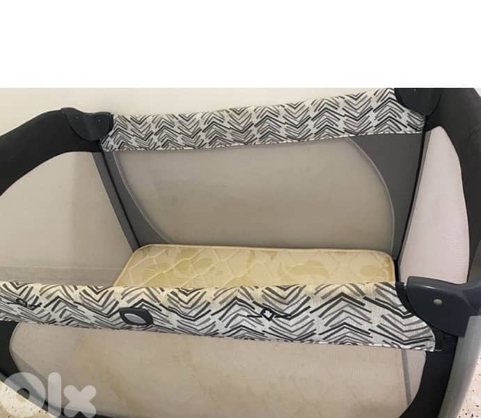 joie grey bed with diapper changing and  chair 1