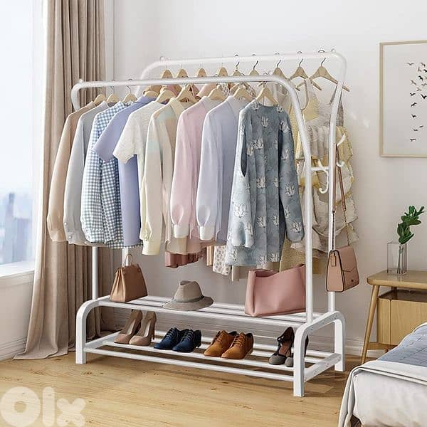 White metal clothes rack - like new 0