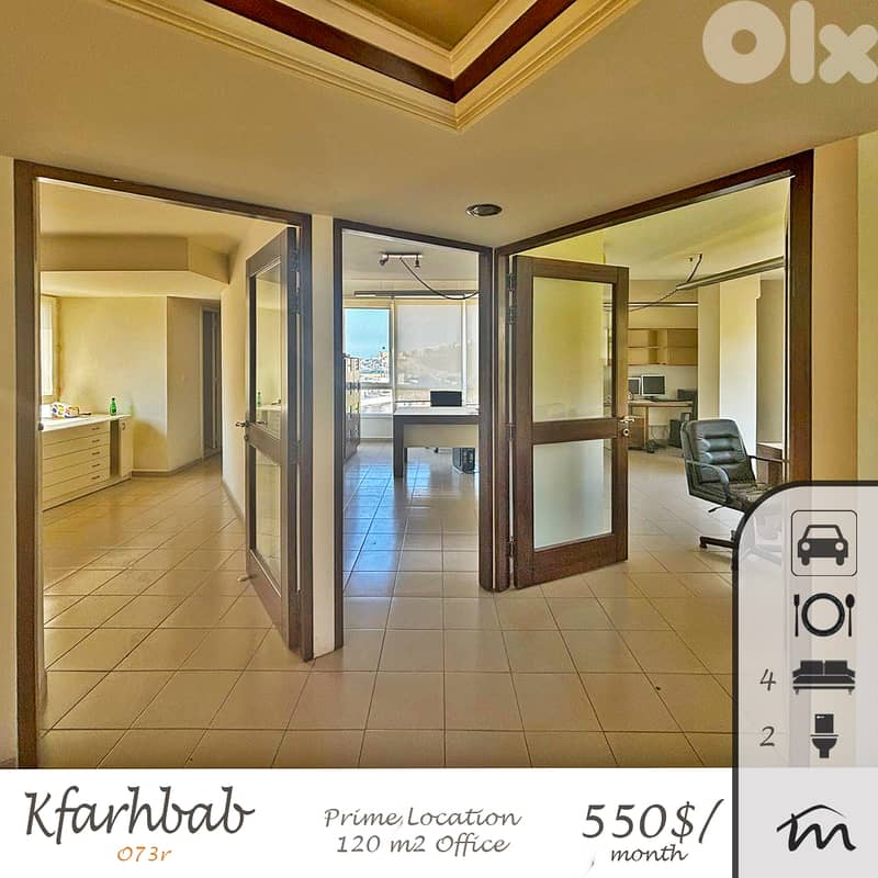 Kfarehbab | 120m² Office | Prime Location | 4 Rooms | Mountain View 0