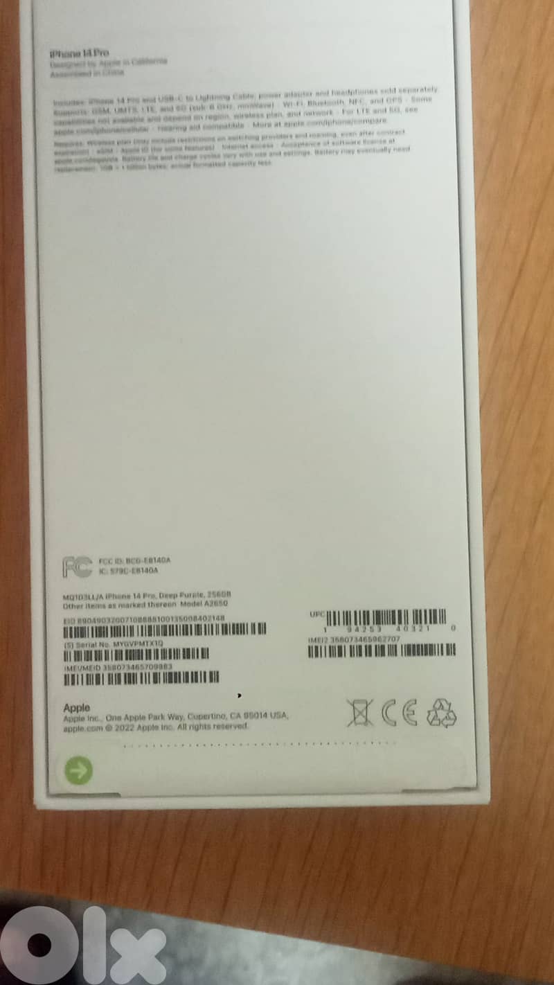 Iphone 14 pro purple 256, esim 1