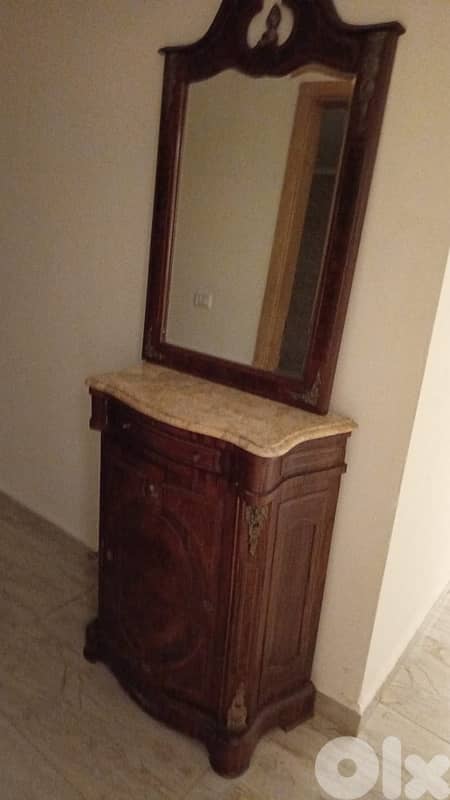 Antique-Style Console Table with Mirror – 2 Piece Hallway Set 0