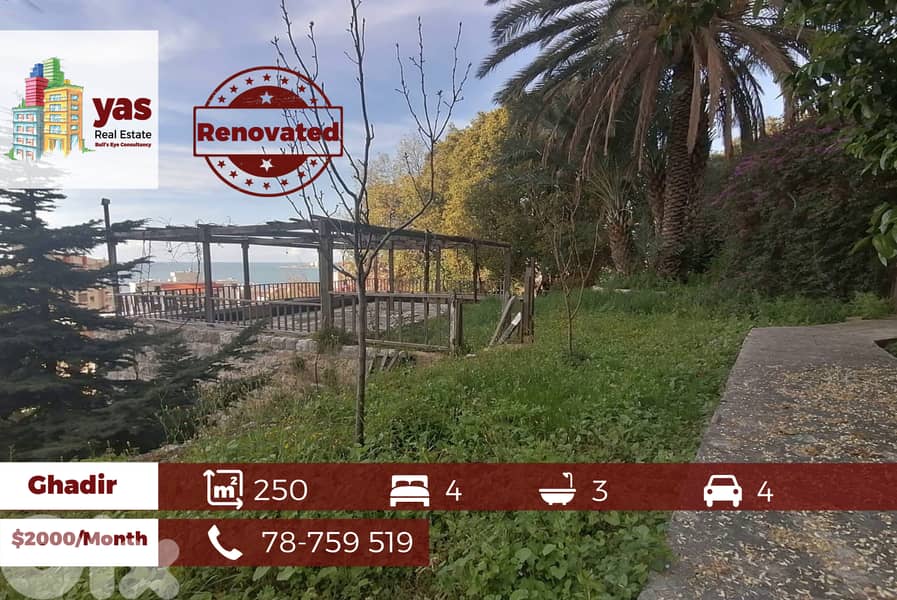 Ghadir 250m2 + 400m2 Terrace / garden | Authentic Lebanese Villa |Rent 0
