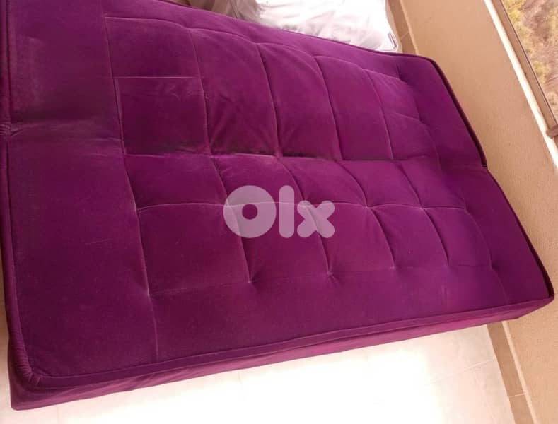 sofa bed. quite new. purple. velours. 1