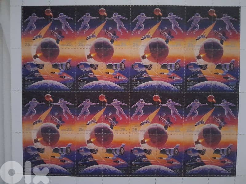 STAMPS RUSSIA 1992 ARC SHEET SPACE YEAR COSMOS SPACE YEAR 0