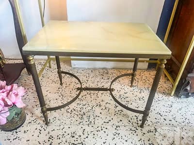 2 onyx and brass coffee tables