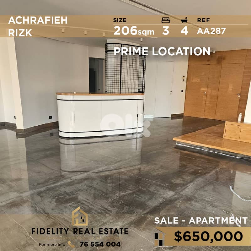 Apartment for sale in Achrafieh AA287 شقة للبيع في الأشرفية 0