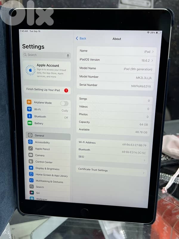 ipad 9 64gb almost new 1