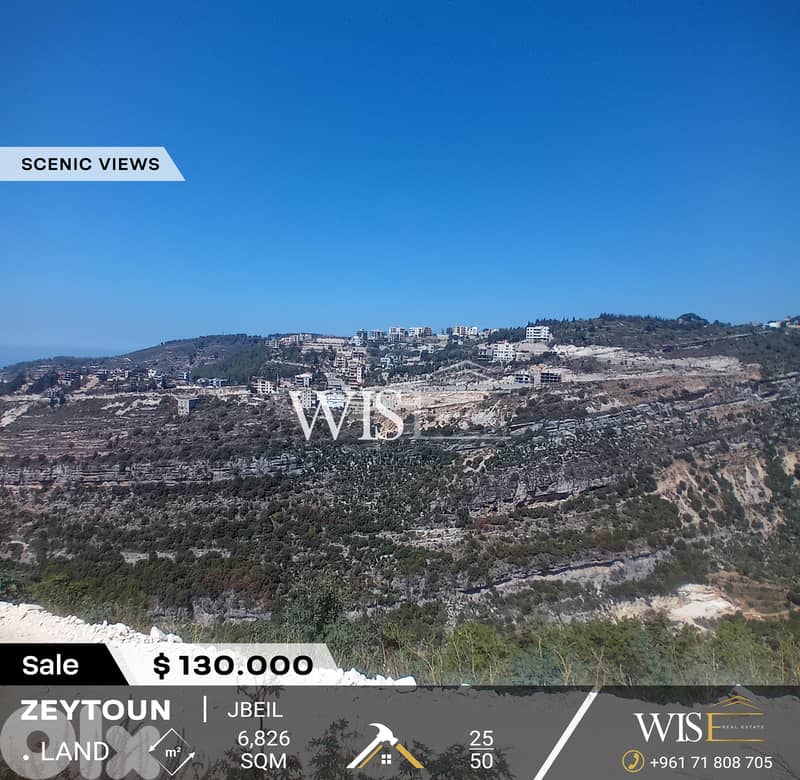 Prime 6,826 SQM Land FOR SALE – Zeytoun, Jbeil! 0