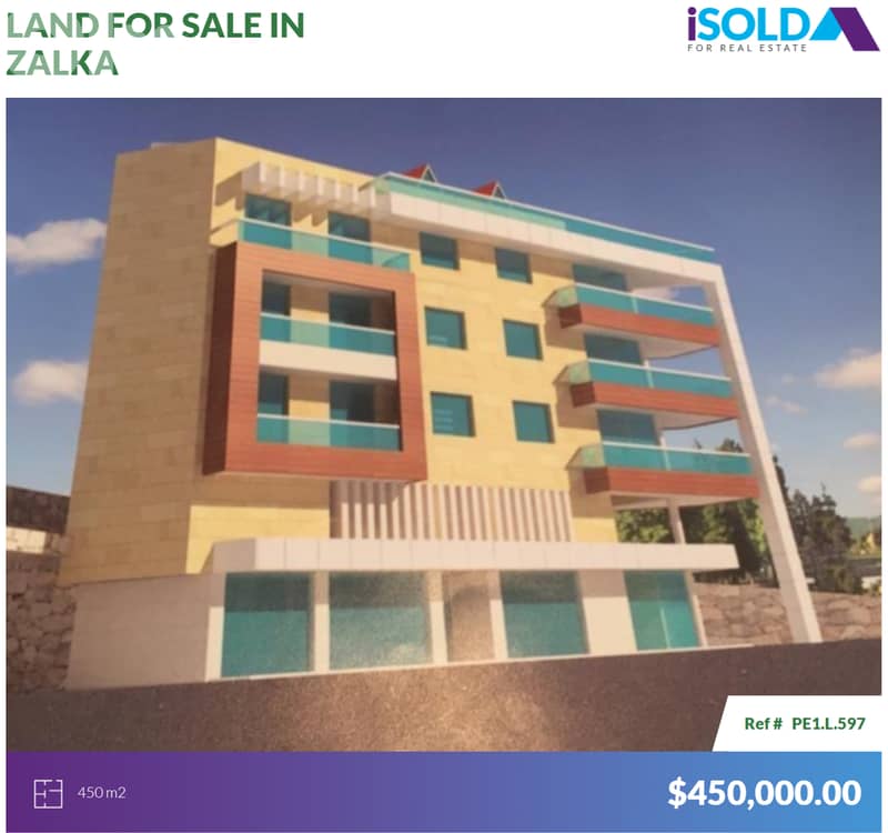 450m2 land+open view|Prime Location|4sale in Zalka-أرض للبيع في الزلقا 0
