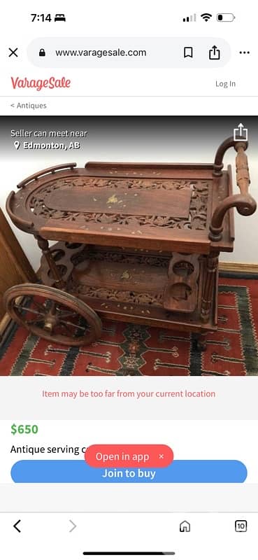 trolley bar rose wood massive Hand made 1