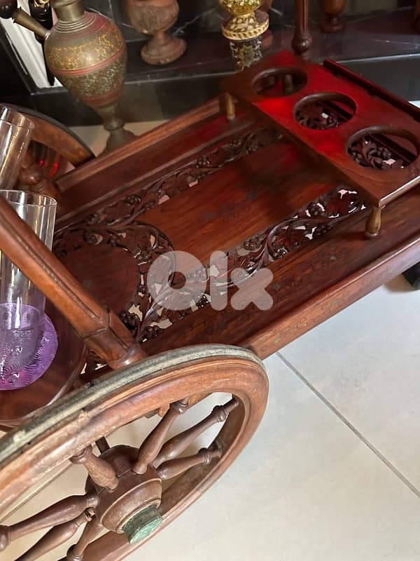 trolley bar rose wood massive Hand made 5