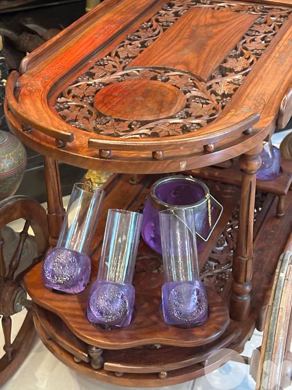 trolley bar rose wood massive Hand made 7