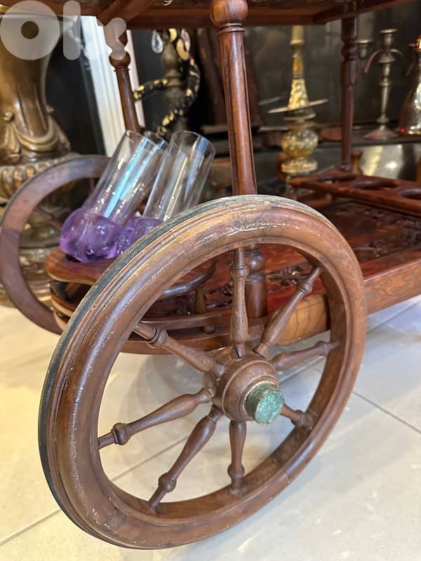 trolley bar rose wood massive Hand made 10