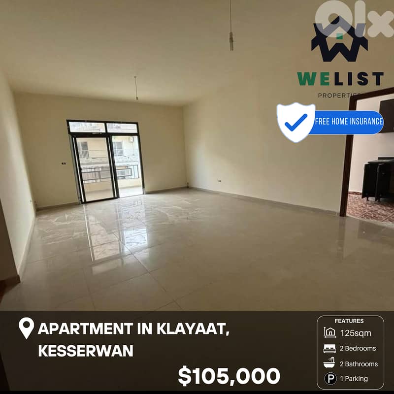 Apartment for sale in Klayaat   شقة للبيع في منطقة القليعات 0