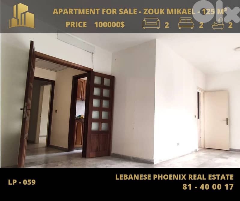 125 Sqm apartment for sale in Zouk Mikael with Sea & Mountains View. 0