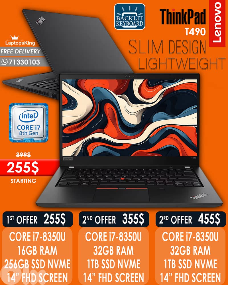 Lenovo Thinkpad T490 Core i7-8350u 14” Laptops 0