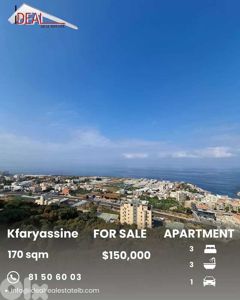 Apartment for sale in Kfaryassine Keserouan شقة للبيع في كفرياس كسروان 0