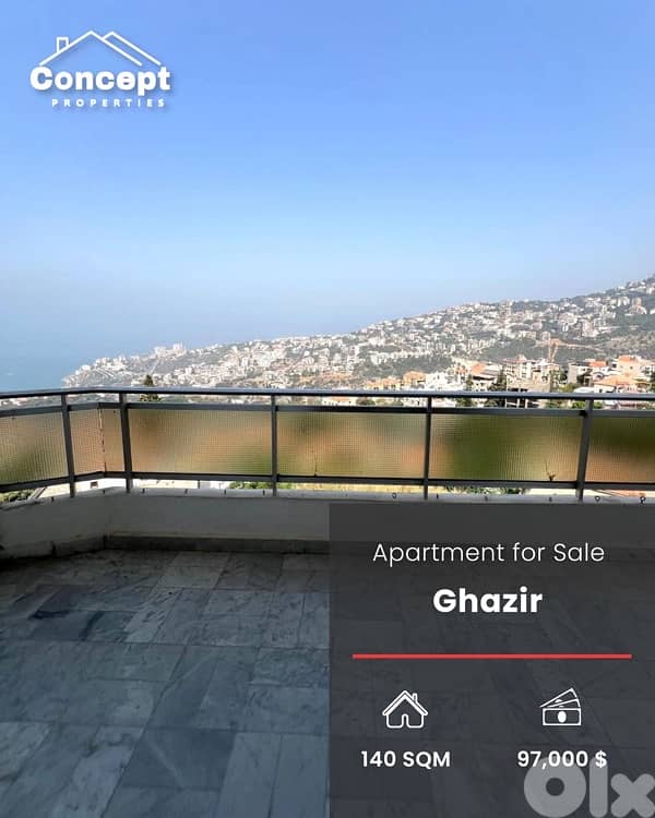 Apartment for Sale in Ghazir, only for 97,000$   , شقة للبيع في غزير , 0