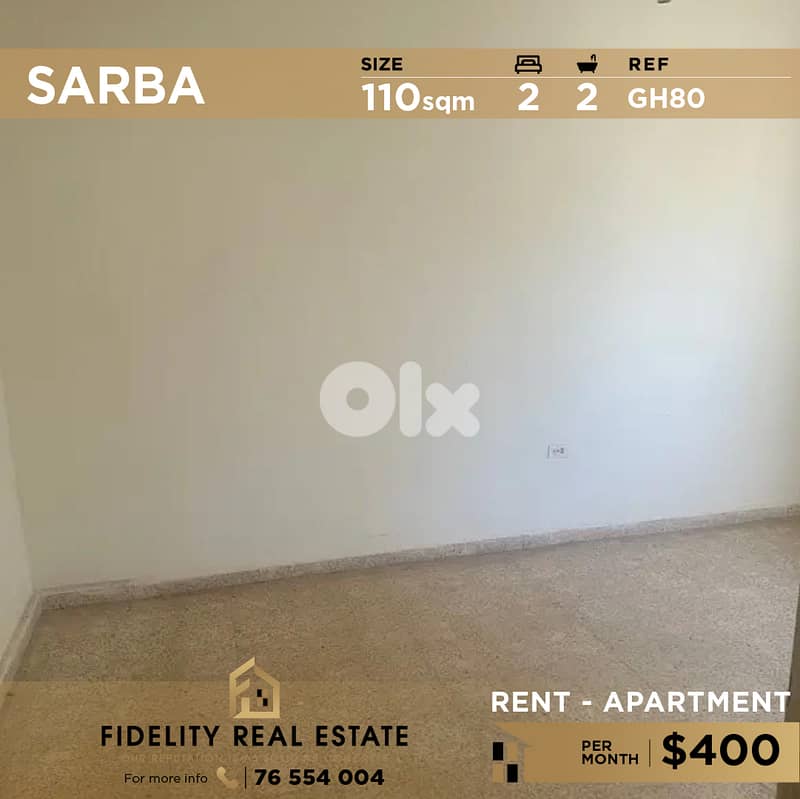 Apartment for rent in Sarba GH80 شقة للإيجار في صربا 0