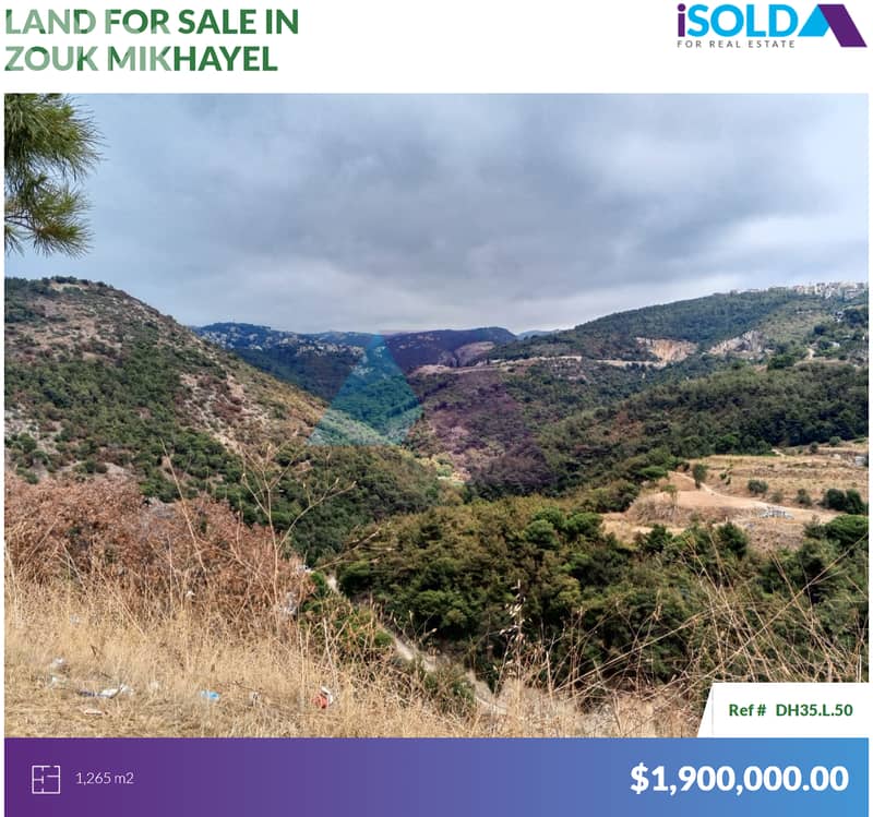1265m2 Land+mountain view 4sale in Zouk Mikhayel - أرض في زوق مكايل 0