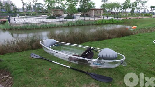 Clear Kayak Boat with paddles Oars