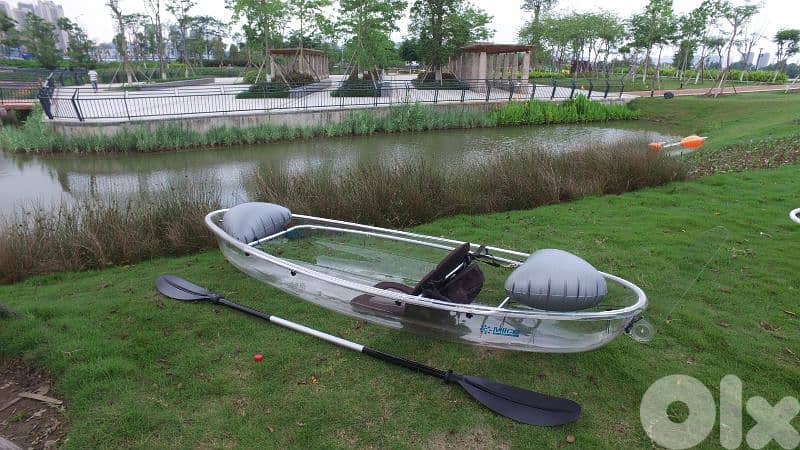 Clear Kayak Boat with paddles Oars 0