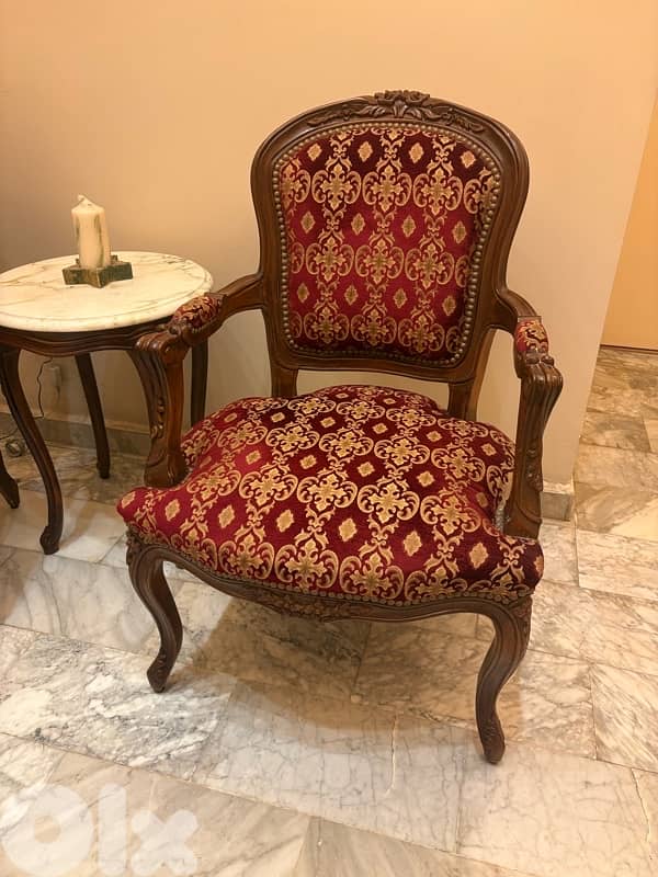 كراسي Antique Armchair style model Louis XV مع طاولة 2