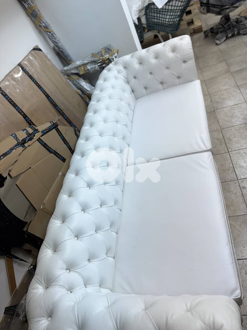 Elegant White Leather Finish Sofa - LIKE NEW 0
