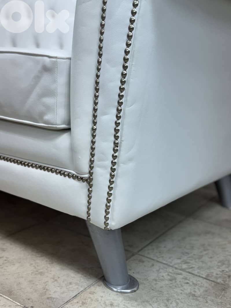 Elegant White Leather Finish Sofa - LIKE NEW 3