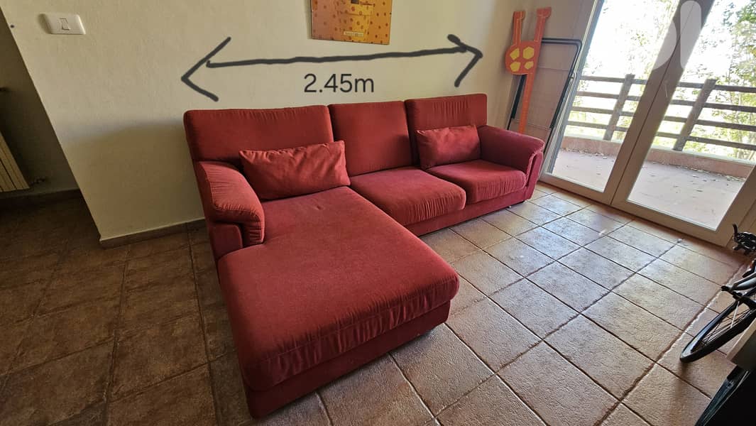Red Corner Sofa for sale in Ouyoun el Simane 0