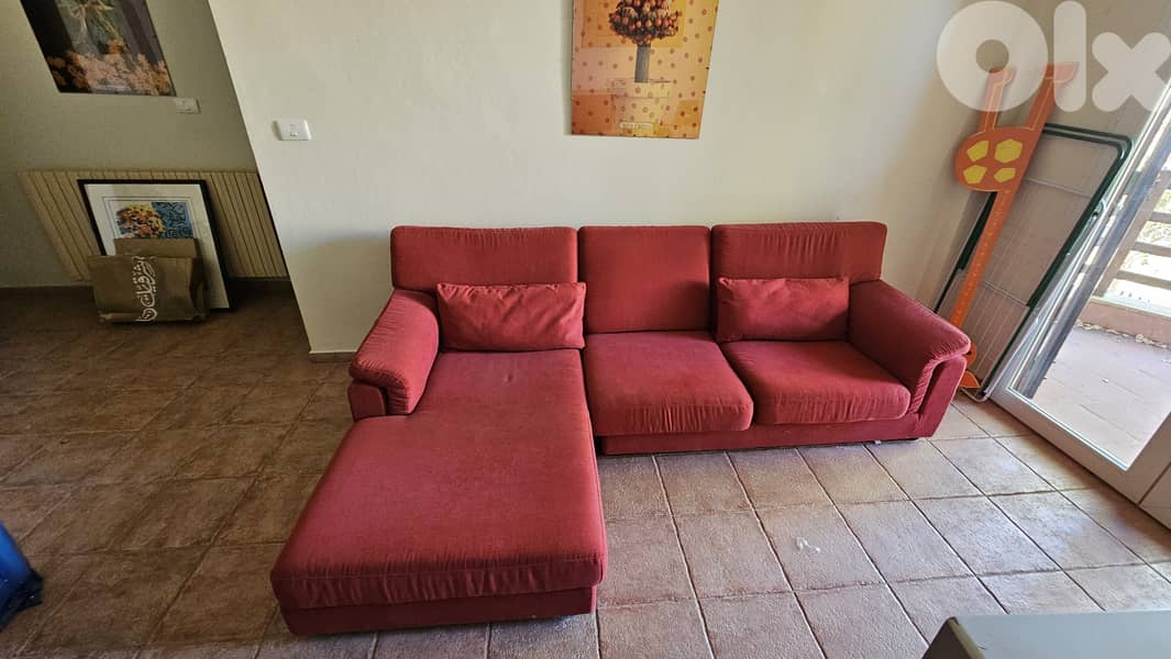 Red Corner Sofa for sale in Ouyoun el Simane 1