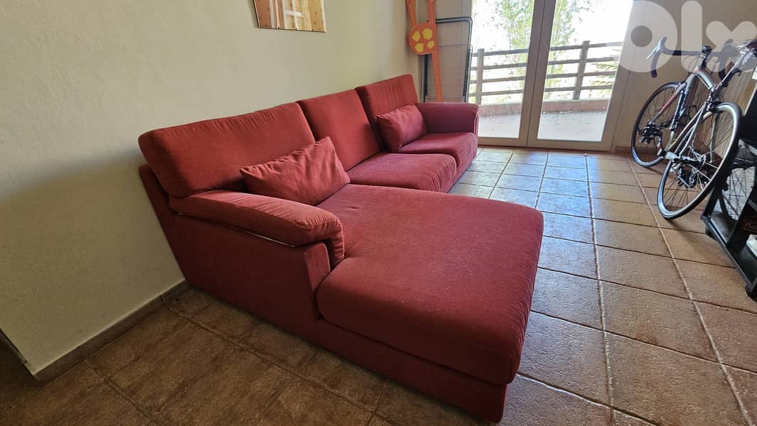 Red Corner Sofa for sale in Ouyoun el Simane 2