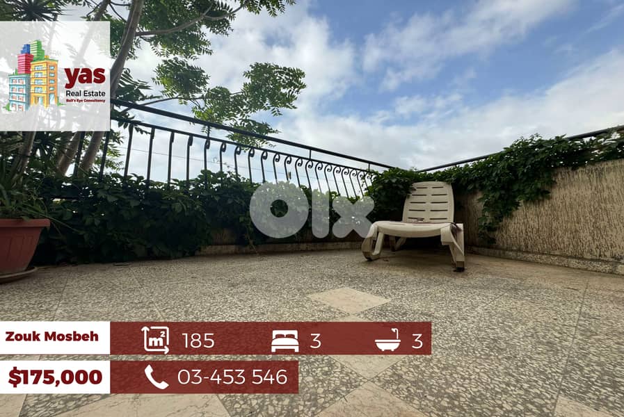 Zouk Mosbeh 185m2 | 80m2 Terrace | Open View | Decorated | EL/KH 0