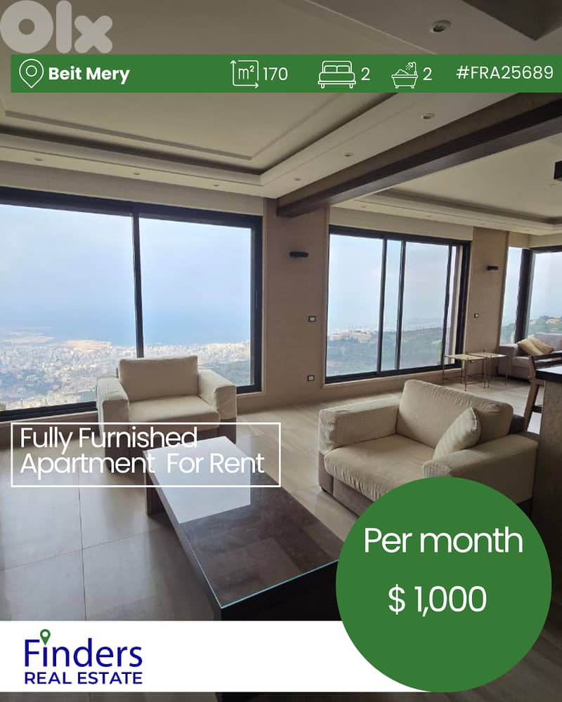 Apartment for rent in Beit Mery!  شقة للإيجار في بيت مري! 0