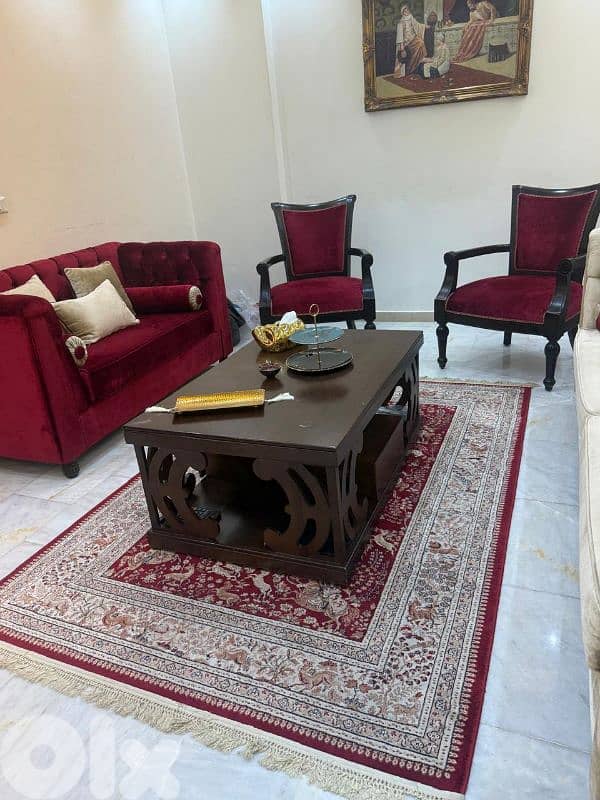 صالون مع سجاد وطاولة و تلفزيون 7