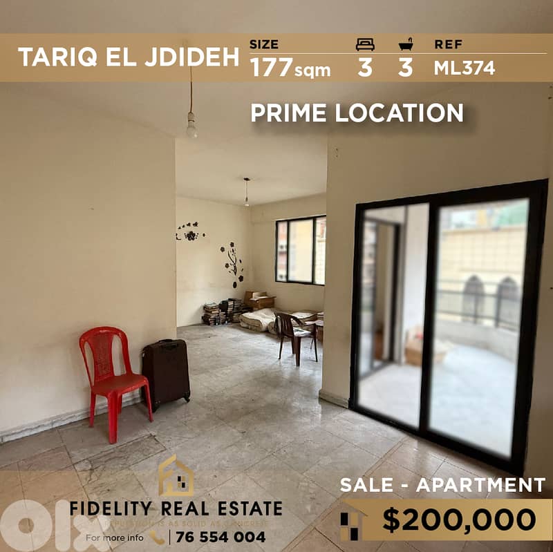 Apartment for sale in Tariq EL Jdideh ML374 شقة للبيع في طريق الجديدة 0