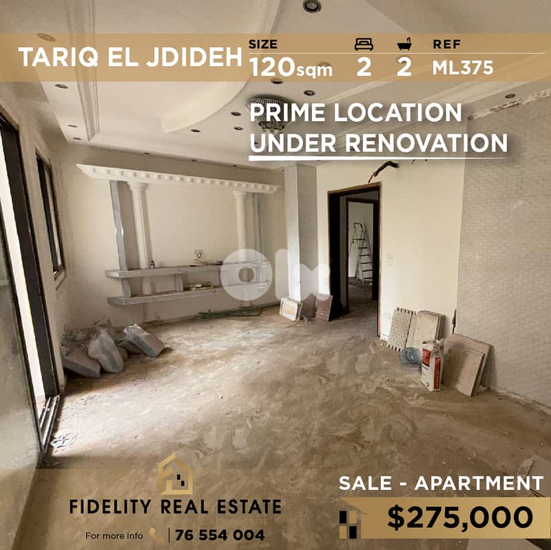 Apartment for sale in Tariq El Jdideh ML375 شقة للبيع في طريق الجديدة 0