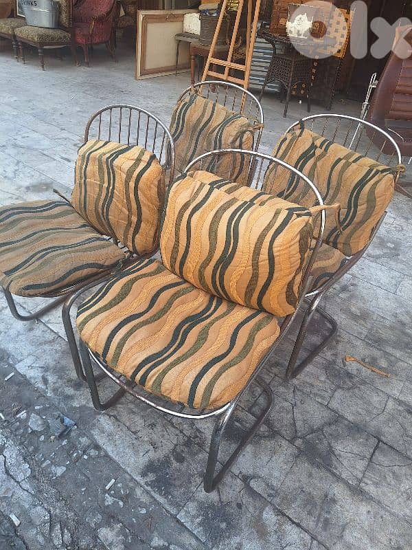 كراسي كروم عدد٤ تصميم سبعينات انتيك قديم chrome chairs 2