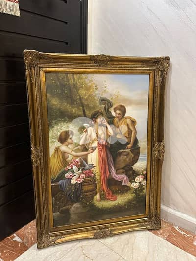 frensh tableau salon 110cmx60cmتابلو فرنسي رسم زيتي انتيك رائع