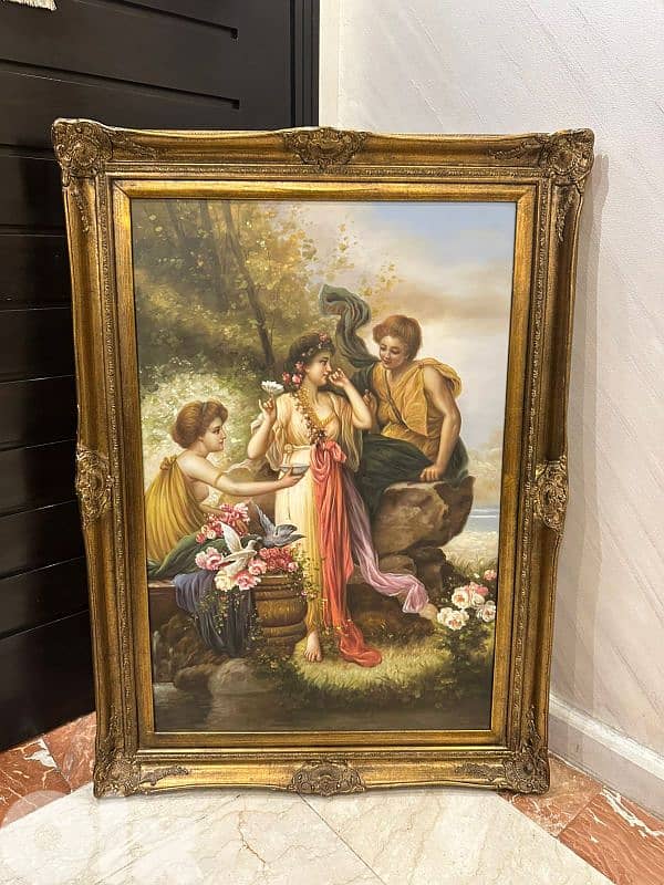 frensh tableau salon 110cmx60cmتابلو فرنسي رسم زيتي انتيك رائع 2