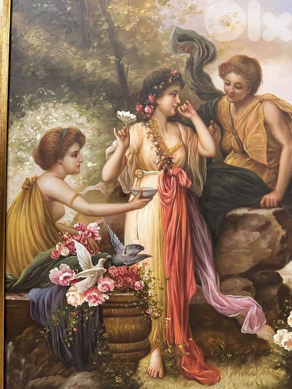 frensh tableau salon 110cmx60cmتابلو فرنسي رسم زيتي انتيك رائع 4