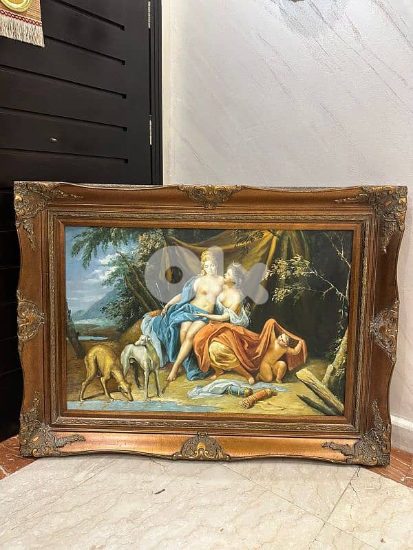 frensh tableau salon 120cmx80cmتابلو فرنسي انتيك رسم زيتي ع قماش 0