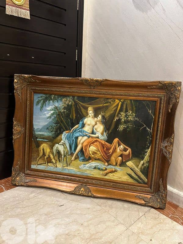 frensh tableau salon 120cmx80cmتابلو فرنسي انتيك رسم زيتي ع قماش 1