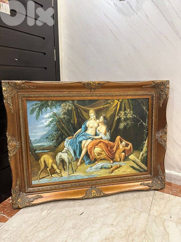 frensh tableau salon 120cmx80cmتابلو فرنسي انتيك رسم زيتي ع قماش 3