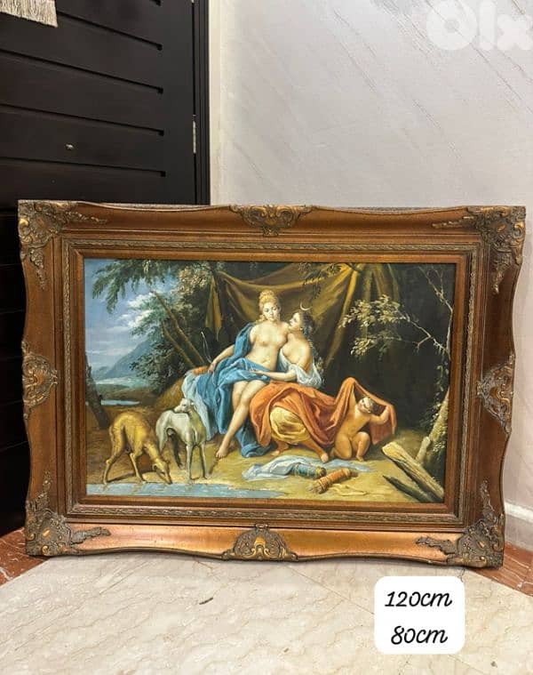 frensh tableau salon 120cmx80cmتابلو فرنسي انتيك رسم زيتي ع قماش 4