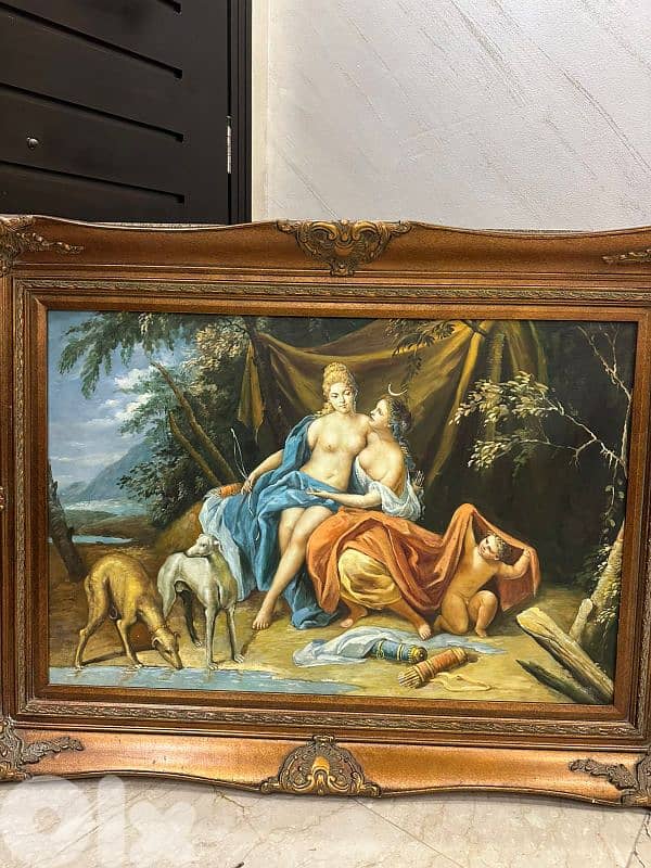 frensh tableau salon 120cmx80cmتابلو فرنسي انتيك رسم زيتي ع قماش 5