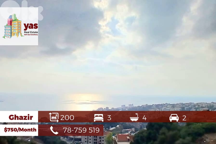 Ghazir/Kfarhbab 200m2 | Rent | Open View | Mint Condition | IV 0