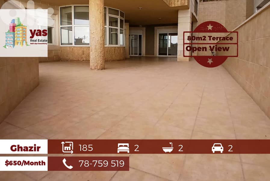 Ghazir/Kfarhbab 185m2 | 80m2 Terrace | Rent | Open View | IV 0