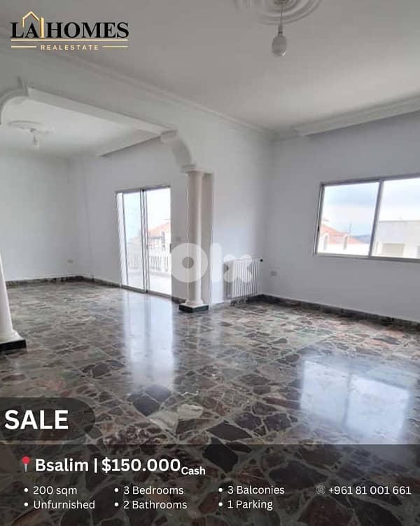 apartment for sale in bsalim شقة للبيع في بصليم 0