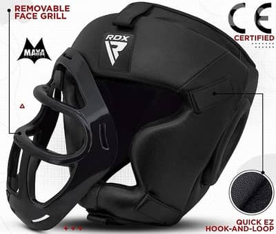 RDX Boxing Headgear Maya Hide Leather MMA Muay Thai, (S)